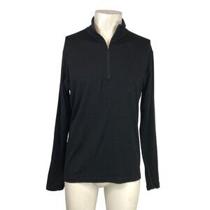 REDOX -MEN'S LARGE - BLACK LONG SLEEVE 1/4 ZIP 100% MERINO WOOL PULL-OVER SHIRT